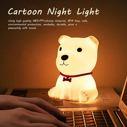 Puppy Silicone Touch Colour Changing LED Lamp | USB Rechargeable | Batteries Not Required | 7 Colorful Mode |