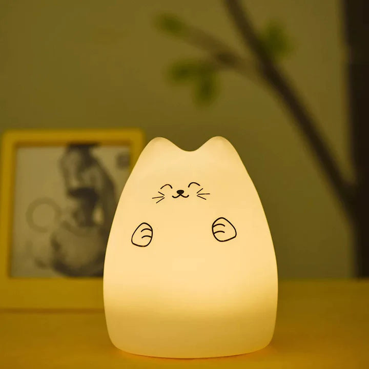 Cute Cat Silicone Touch Colour Changing LED Lamp | USB Rechargeable | Batteries Not Required | 7 Colorful Mode |