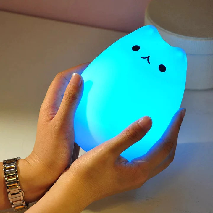 Cute Cat Silicone Touch Colour Changing LED Lamp | USB Rechargeable | Batteries Not Required | 7 Colorful Mode |