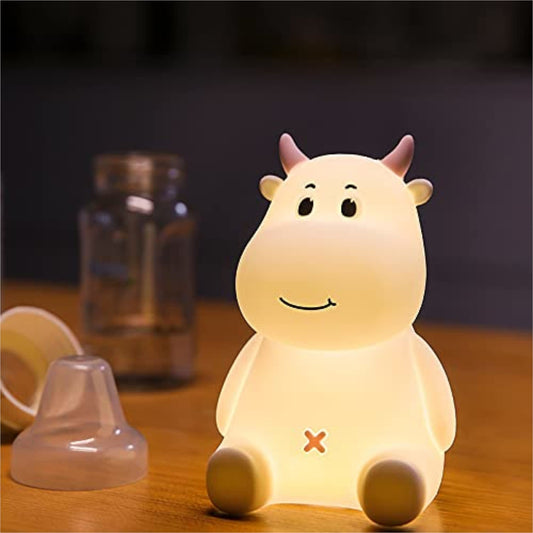 Pink Cow Silicone Touch Colour Changing LED Lamp | USB Rechargeable | Batteries Not Required | 7 Colorful Mode |