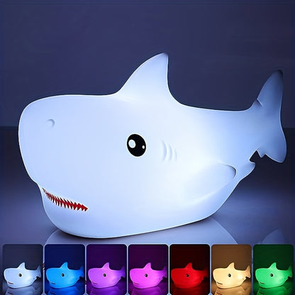 Shark Silicone Touch Colour Changing LED Lamp | USB Rechargeable | Batteries Not Required | 7 Colorful Mode |