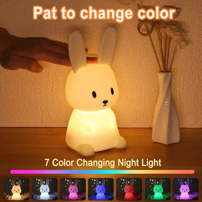 Bunny Silicone Touch Colour Changing LED Lamp | USB Rechargeable Batteries Not Required | 7 Colorful Mode |