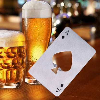 Casino Card Bottle Opener Silver | Ace of Spades Metal Card |