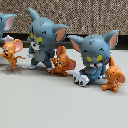 Tom & Jerry - 6 sets of 2 Figures - Action Figure | Best Animated Most Loved Cartoon | 6.5cm | Cat & Mouse Partners | Cake Toppers | Room Garden | Red Base not Included |
