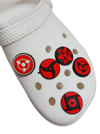 Naruto Sharinga Design Crocs Charms | Set of 5 Pcs | Unisex | Size 3-4 Cm |