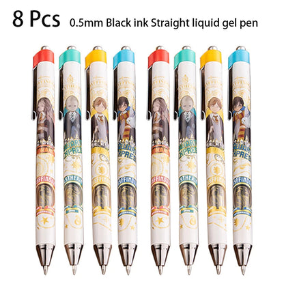 Harry Potter Theme Gel Pen Set with Comfortable Grip/School & Office Stationery| Set of 8 (Faces) Black Ink