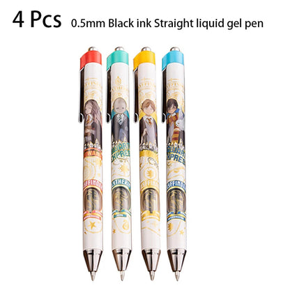 Harry Potter Theme Gel Pen Set with Comfortable Grip/School & Office Stationery| Set of 4 (Faces) Black Ink