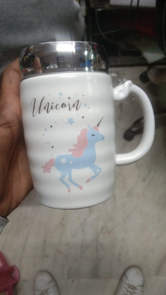 Unicorn Ceramic Milk & Coffee Mug With Cap Normal