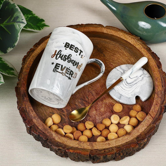 Best Husband Ever Ceramic Milk & Coffee Mug With Lid & Spoon