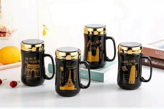 Monuments Print Ceramic Milk & Coffee Mug With Screw Cap