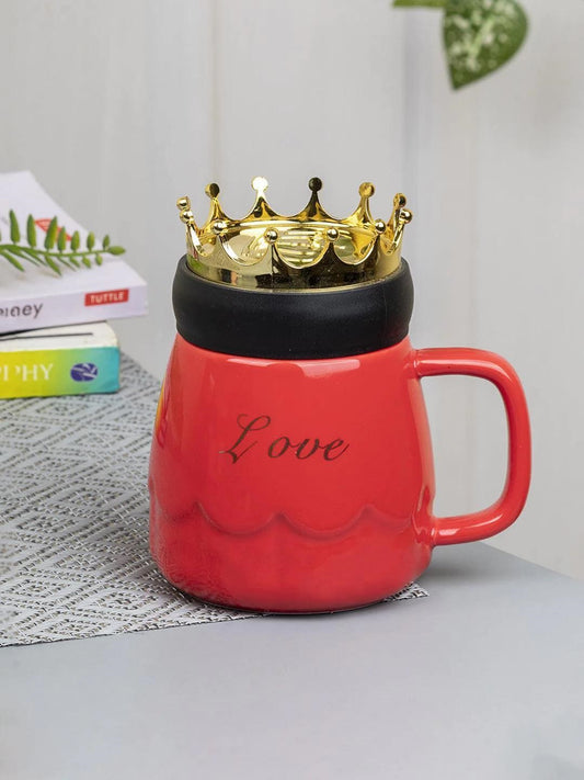 Love Ceramic Milk & Coffee Mug With Crown Screw Cap