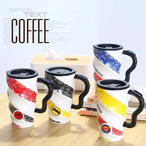 Avengers / DC Superhero Spiral Ceramic Mug For Tea / Coffee | 600ml | Batman, Superman, Spiderman, Captain America |