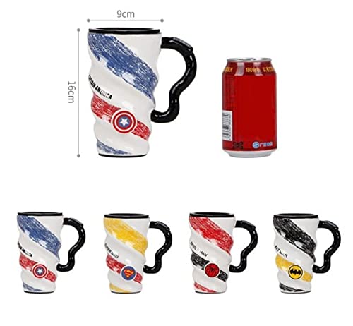 Avengers / DC Superhero Spiral Ceramic Mug For Tea / Coffee | 600ml | Batman, Superman, Spiderman, Captain America |