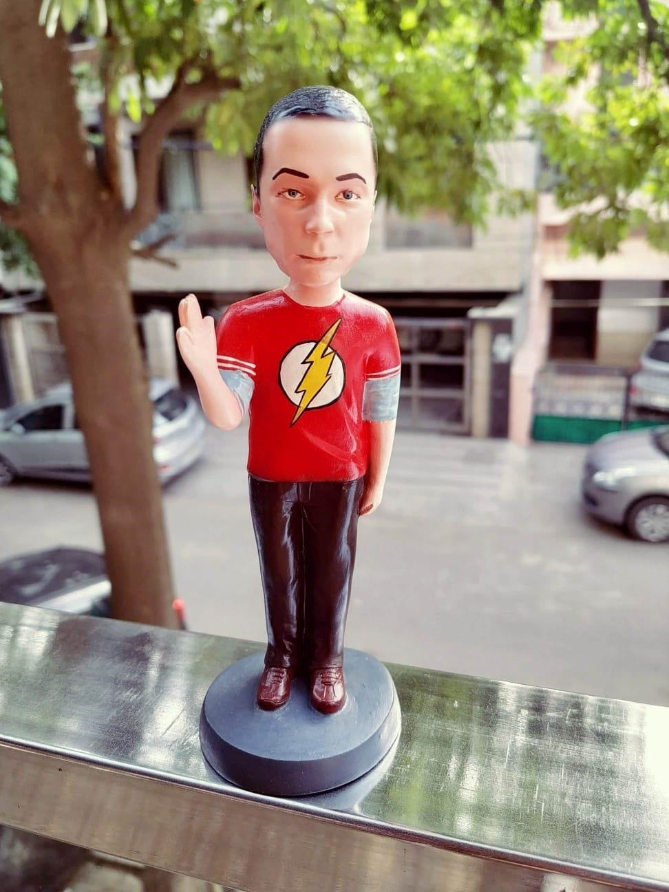 Sheldon Cooper (Flash T Shirt) Polyresin Figure | 16 Cm | Made In India ; Hand Painted | American Sitcom ; BBT ; The Big Bang Theory