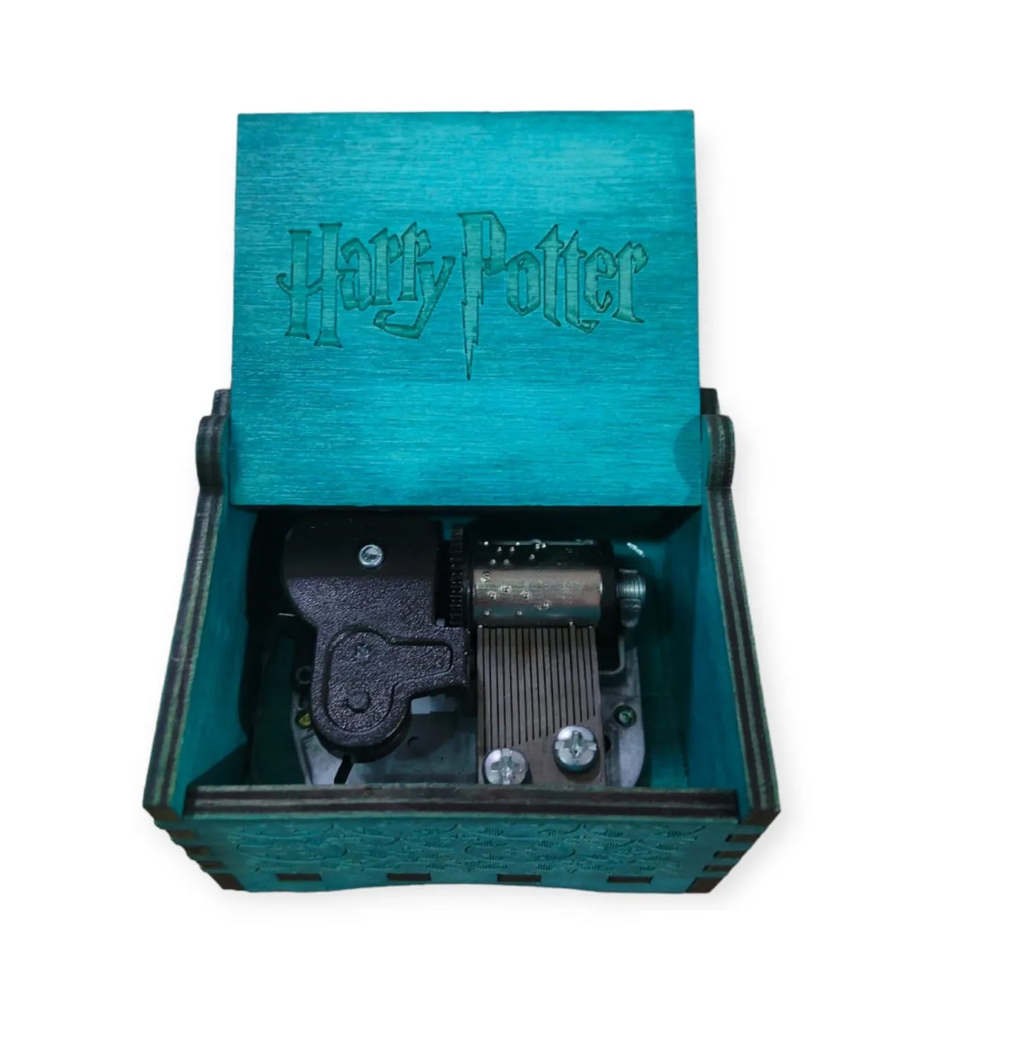 Harry Potter Blue Logo Automatic Wooden Engraved Auto Cranked Music Box - Engraved Music Box fot Kids Toy Desk Decoration