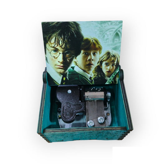 Harry Potter Character Blue Automatic Wooden Engraved Auto Cranked Music Box - Engraved Music Box fot Kids Toy Desk Decoration