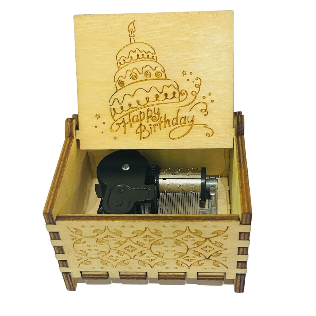 Happy Birthday Automatic Wooden Engraved Auto Cranked Music Box - Engraved Music Box fot Kids Toy Desk Decoration