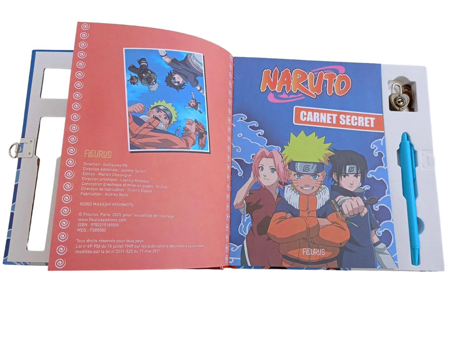 Naruto Carnet Secret Notebook - with 1 Code Lock and 1 Pen with Invisible Ink and Magic Light