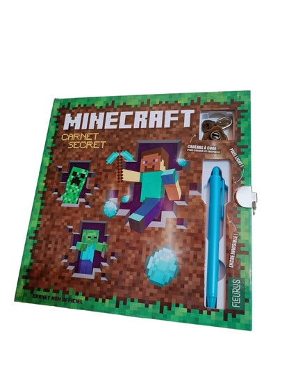 Minecraft Carnet Secret Notebook - with 1 Code Lock and 1 Pen with Invisible Ink and Magic Light