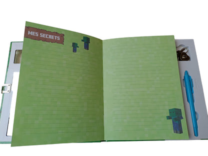 Minecraft Carnet Secret Notebook - with 1 Code Lock and 1 Pen with Invisible Ink and Magic Light