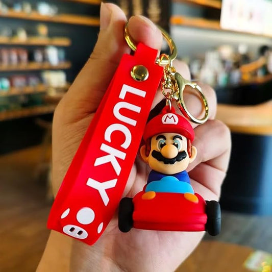 Mario Red Cap Keychain with Loop and Hook Key Chain Bag Hanging Keyring |