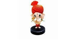 Standing Shree Ganesh Orange Bobblehead | 12Cm