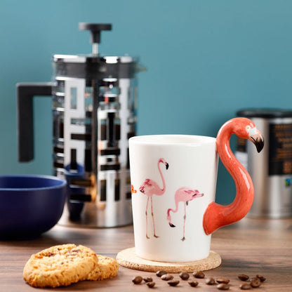 Flamingo Handle Ceramic Milk & Coffee Mug