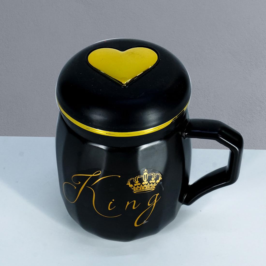 King Print Ceramic Milk & Coffee Mug With Screw Cap