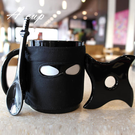 Ninja Ceramic Milk & Coffee Mug With Cover Coaster And Spoon