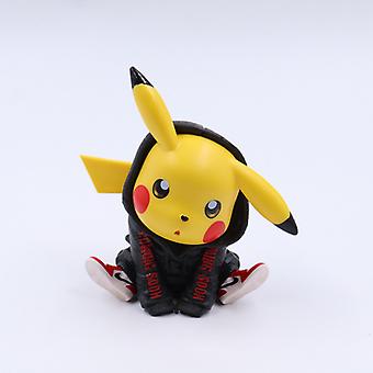 Pikachu Figurine with Hoodie – Cute Cartoon Pikachu Mini Collectible Toy for Desk, Car Dashboard & Room Decoration