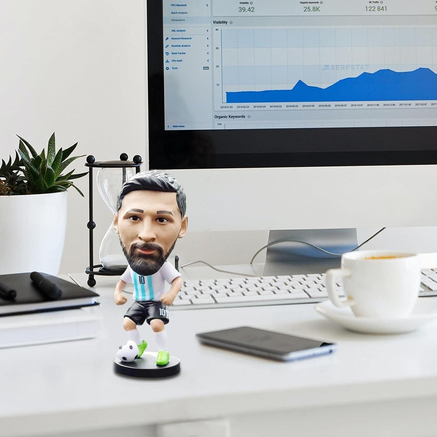 Lionel Messi Bobblehead + Double Tape to Stick- PVC Action Figure - Soccer Star/Football Player/Bobble Head for Car Decoration Soccer Fans (10 cm)-copy