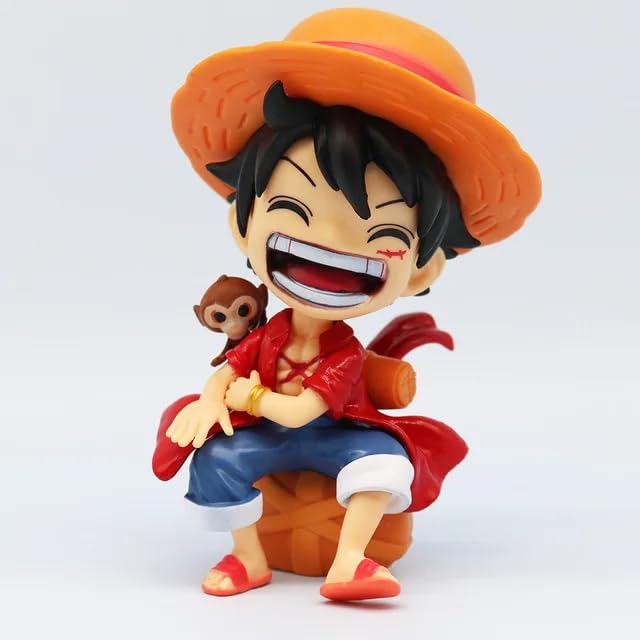 One Piece Monkey D. Luffy Smiling face Sitting Action Figure Toys Special Edition for Car Dashboard, Decoration, Office Desk & Study Table|Collectible Gift, 12.5 cm