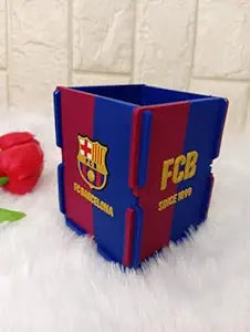 FCB Pen Holder, Football Team Pen and Pencil Holder, Foldable Silicone Rubber Organizer Square Storage Box Gifts for Fans, Size 7.x7x9 CM