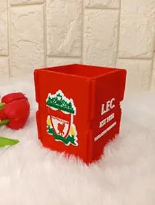 Liverpool Pen Holder, Football Team Pen and Pencil Holder, Foldable Silicone Rubber Organizer Square Storage Box Gifts for Fans, Size 7.x7x9 CM-copy