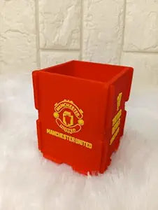 Manchaster united Pen Holder, Football Team Pen and Pencil Holder, Foldable Silicone Rubber Organizer Square Storage Box Gifts for Fans, Size 7.x7x9 CM-copy