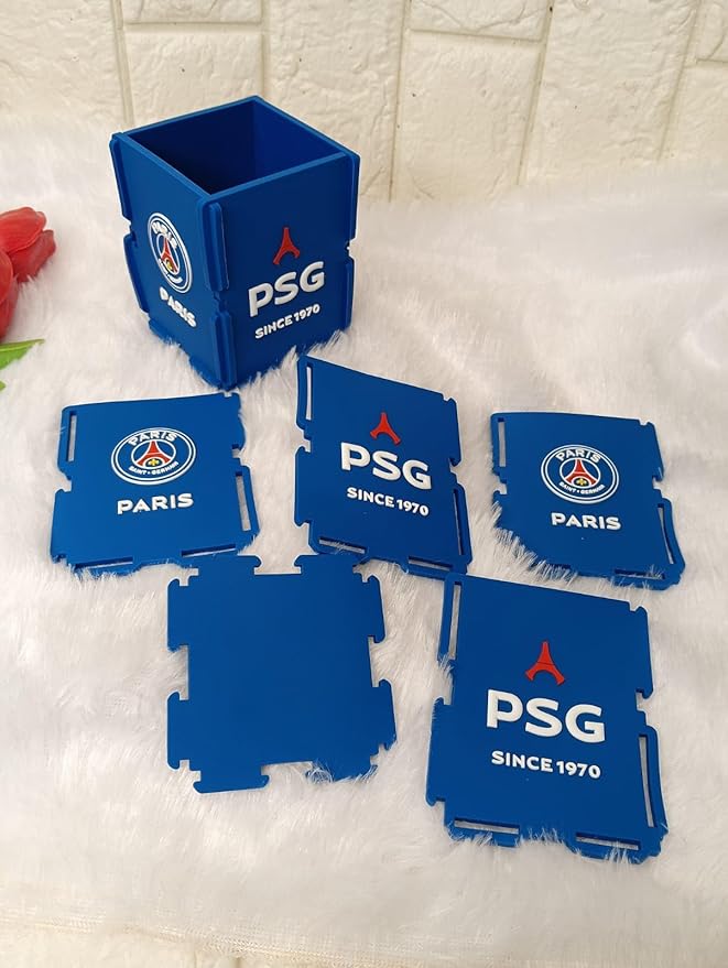 Paris Pen Holder, Football Team Pen and Pencil Holder, Foldable Silicone Rubber Organizer Square Storage Box Gifts for Fans, Size 7.x7x9 CM-copy