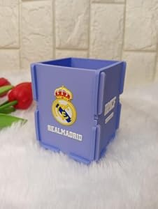 Realmedrid Pen Holder, Football Team Pen and Pencil Holder, Foldable Silicone Rubber Organizer Square Storage Box Gifts for Fans, Size 7.x7x9 CM-copy