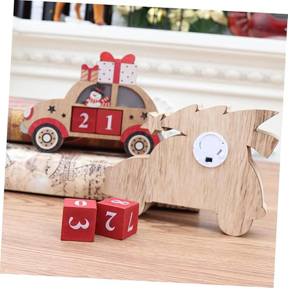 Christmas Luminous Desk Calendar Wooden Calendar Ornament Craft Gift | Christmas Desktop Home Office Decoration | Snowman 1pc