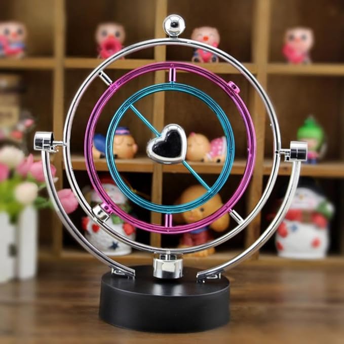 Kinetic Heart Orbital Galaxy Perpetual Kinetic Heart Orbital Motion Desktop Electronic Desk Toy Perpetual Ornament Rotating Scientific Toy Tool(1 Pcs)