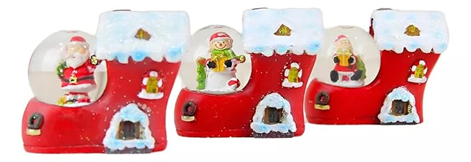Christmas Snow man Globe Glitter Dome Water - Festive Holiday Christmas Decoration with Santa in Shoe House Base (Only Light)