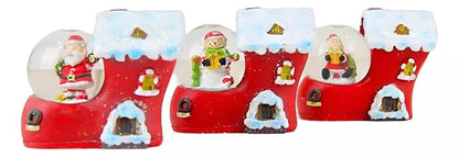 Christmas Snow man Globe Glitter Dome Water - Festive Holiday Christmas Decoration with Santa in Shoe House Base (Only Light)
