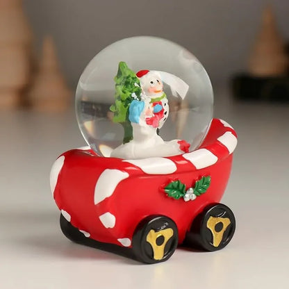 Christmas Santa Snow Globe Train Glitter Dome Water - Festive Holiday Christmas Decoration with Santa Train Red, Set of 4 (Only Light)