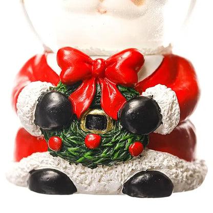 Christmas Santa Claus Snow Globe Glitter Dome Water - Festive Holiday Christmas Decoration, Santa Figurine with Wreath, (Only Light) | Size 8 cms