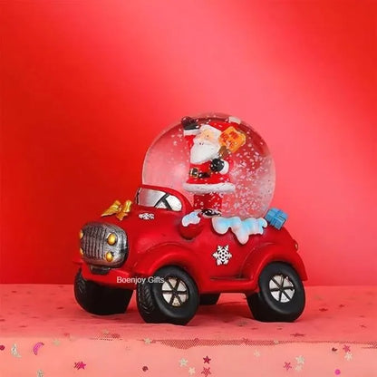 Christmas Santa Snow Globe Glitter Dome Water - Festive Holiday Christmas Decoration with Santa in Car Base, (Only Light)