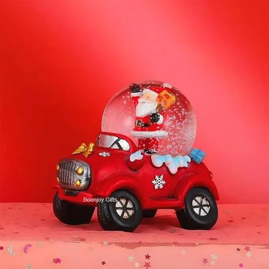 Christmas Santa Snow Globe Glitter Dome Water - Festive Holiday Christmas Decoration with Santa in Car Base, (Only Light)