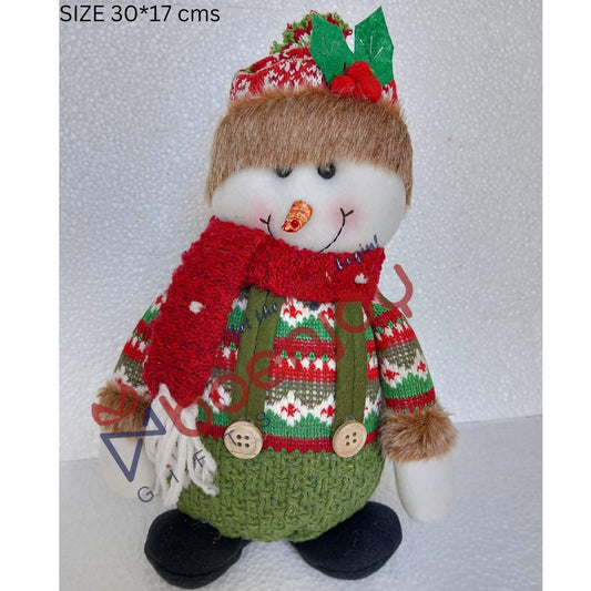 Festive Plush Snowman Christmas Decoration – Cozy Tabletop Ornament with Knitted Sweater | Size 30*17 cms | B