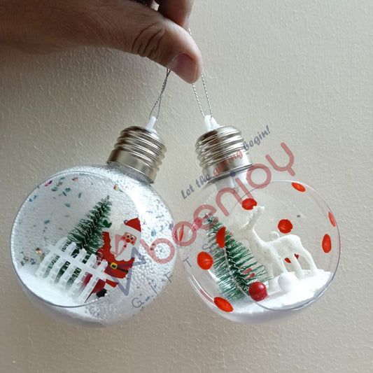 Christmas Light Ball Tree Hanging with Christmas santa and deer, Hanging Ornaments, Reusable Ball Hangings for Christmas Tree Decorations- 2 PCS (Color F)