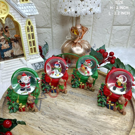 Christmas Santa Claus Snow Globe Glitter Dome Water Christmas Decoration with Santa in Sofa Base, Size Approx 8 cm (No Music or Light)