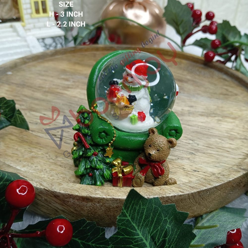 Christmas Santa Claus Snow Globe Glitter Dome Water Christmas Decoration with Santa in Sofa Base, Size Approx 8 cm (No Music or Light)