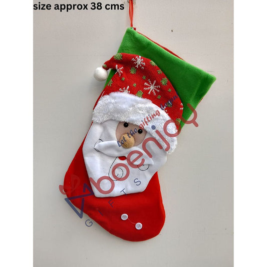 Christmas Stocking Gift Bag, Large Size, Santa Claus Gift Candy Socks, Hanging Ornament for Christmas Eve | Size Approx 38cm (Color C)